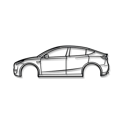 Decorative 2022 Tesla Model Y metal wall plaque for home and garage interiors