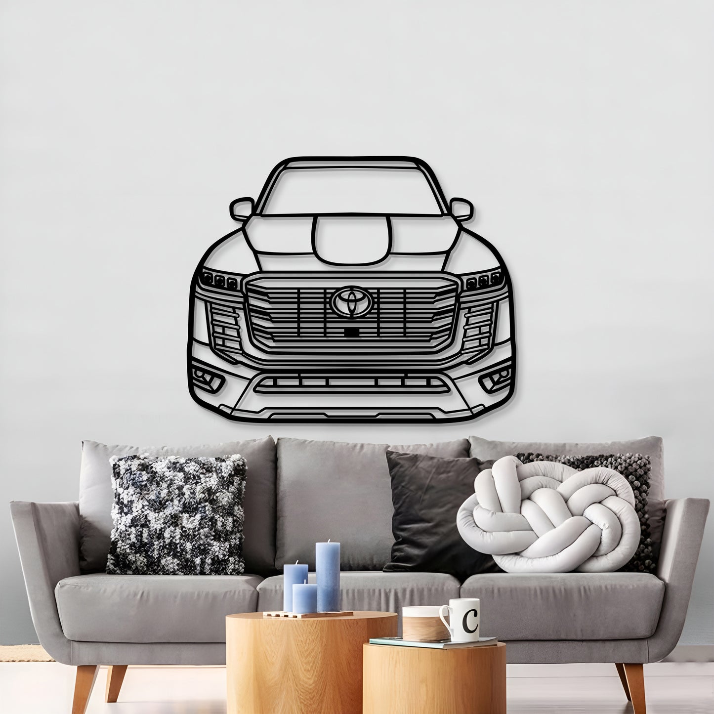 Toyota Land Cruiser 2022 front silhouette in metal art