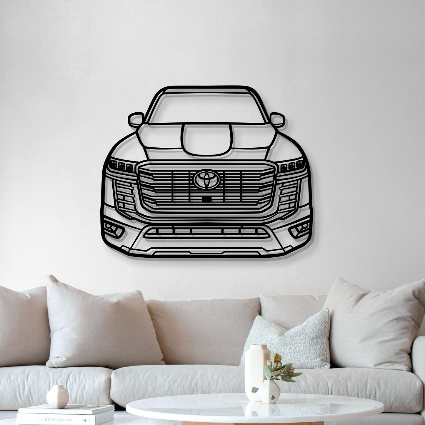 Minimalist metal silhouette of 2022 Land Cruiser front