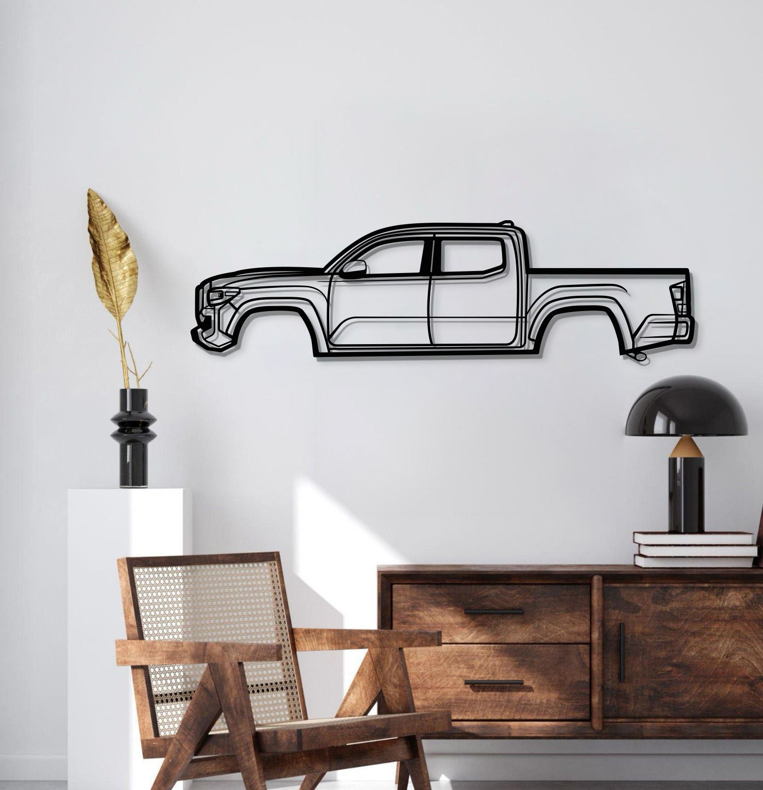 2022 Tacoma metal car wall decor in durable matte-coated laser-cut steel.