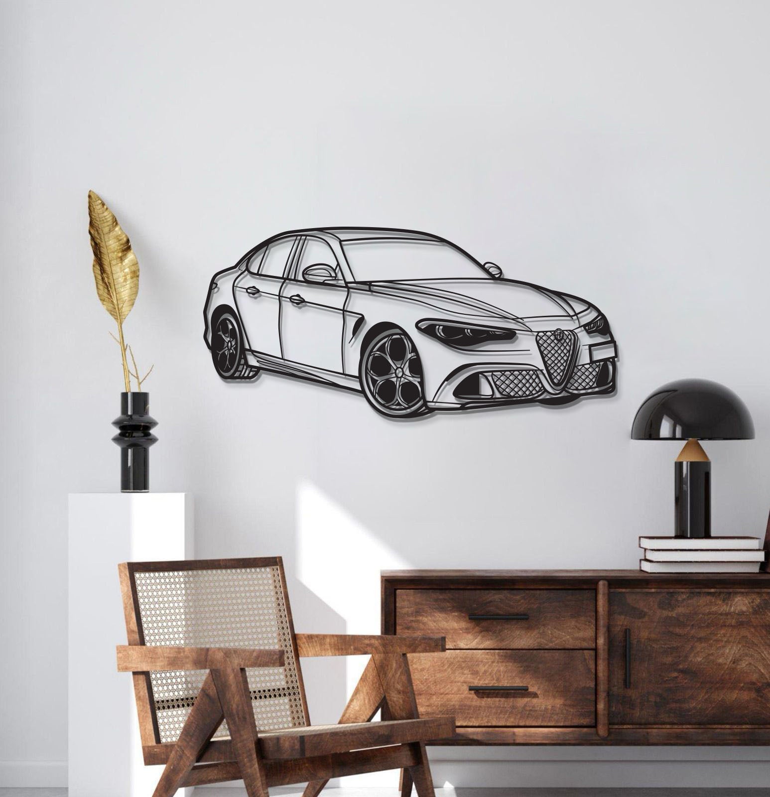 2023 Giulia Quadrifoglio 100th Anniversary Perspective Metal Car Wall Art - MT1206