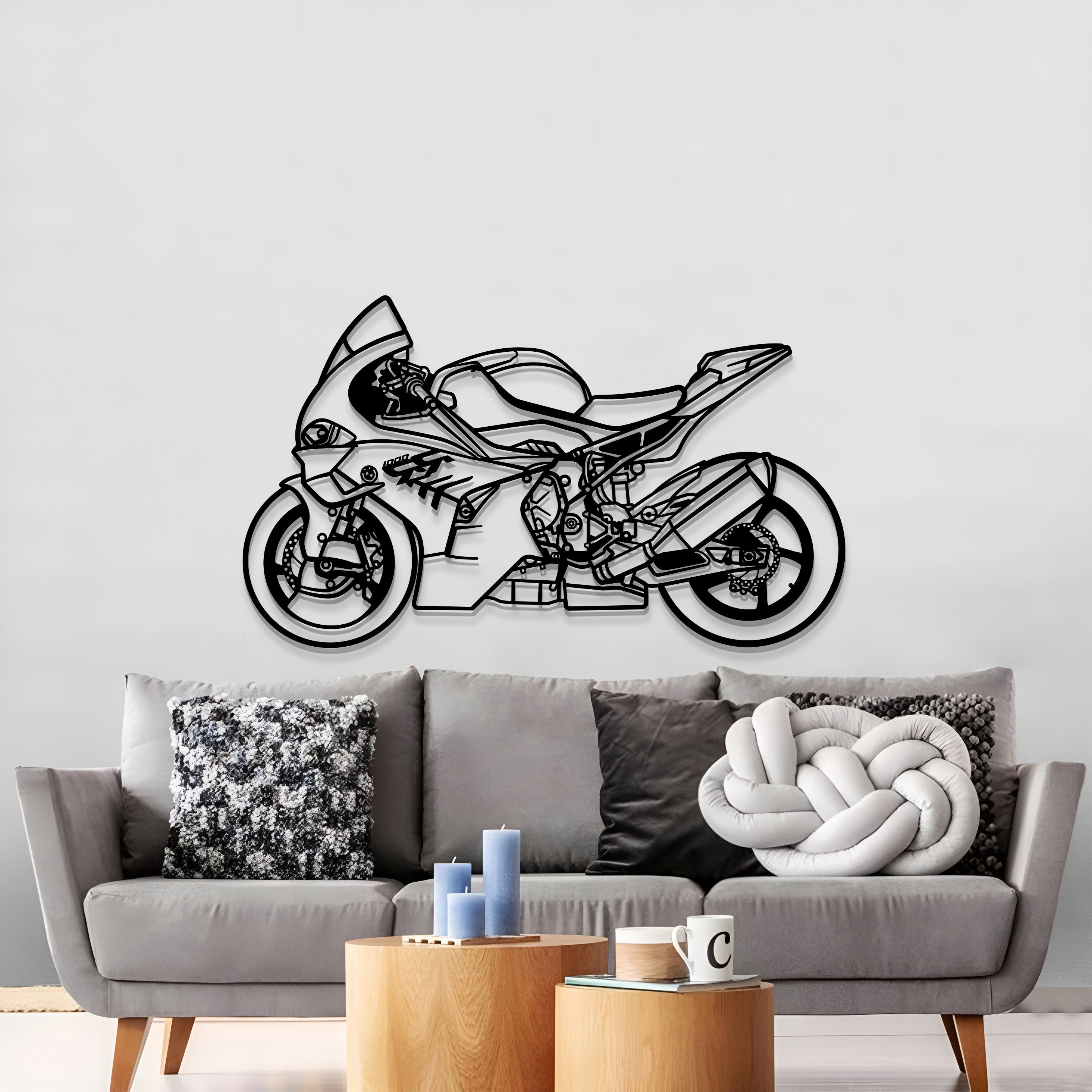 Motorbike Metal Wall outlet Art Black And White Motocycle Multi Panel Print Wall Decor