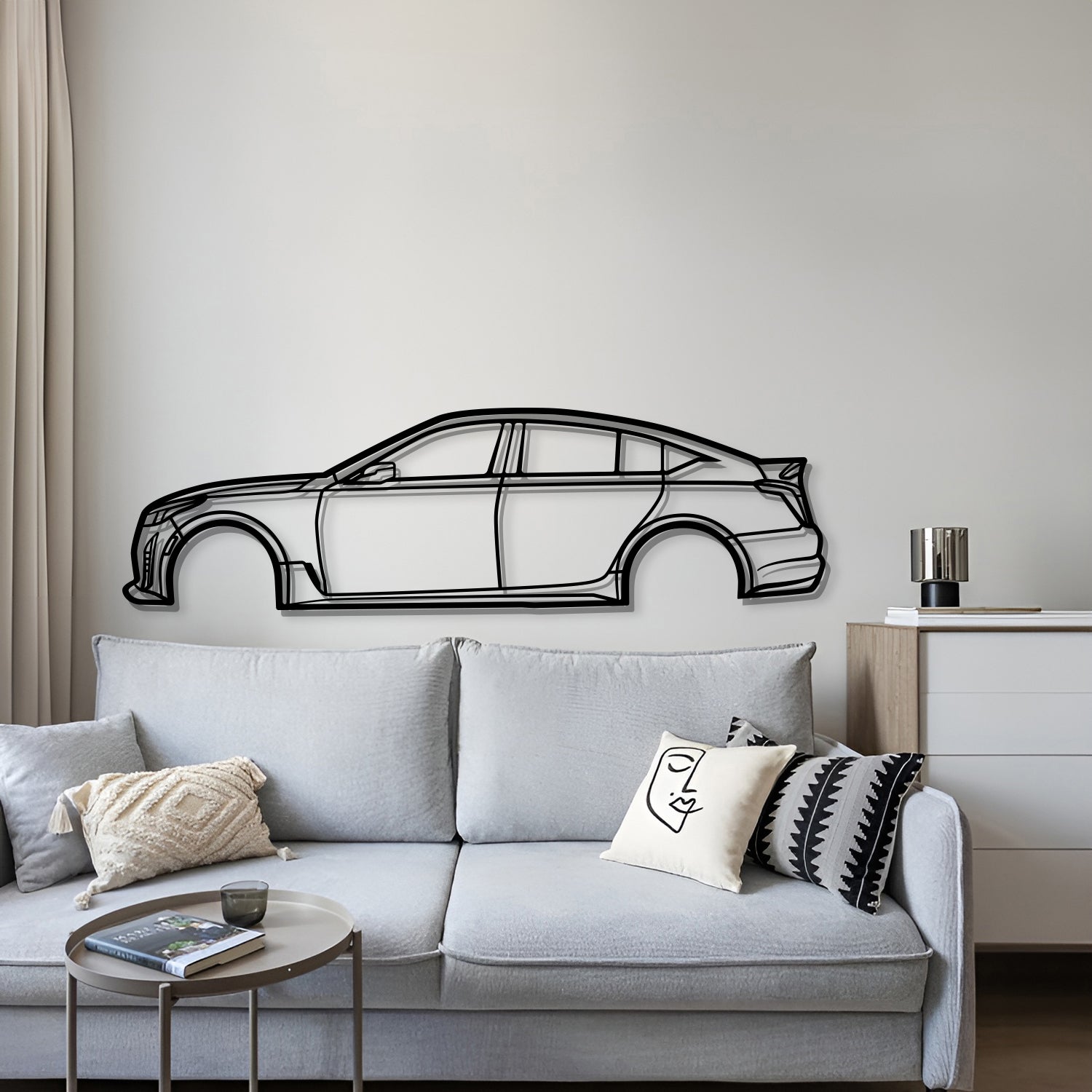 Modern 2023 Cadillac CT5‑V Blackwing Wall Hanging In Textured Black Steel