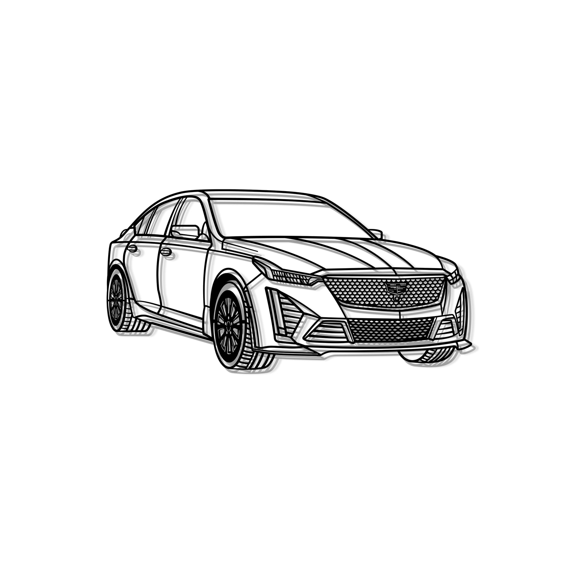Powder‑coated 2023 Cadillac CT5‑V Blackwing perspective metal wall art – luxury car décor