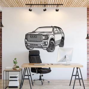 GMC Yukon Denali Ultimate (2023) perspective metal wall art – laser-cut 2 mm textured steel with matte powder-coat finish