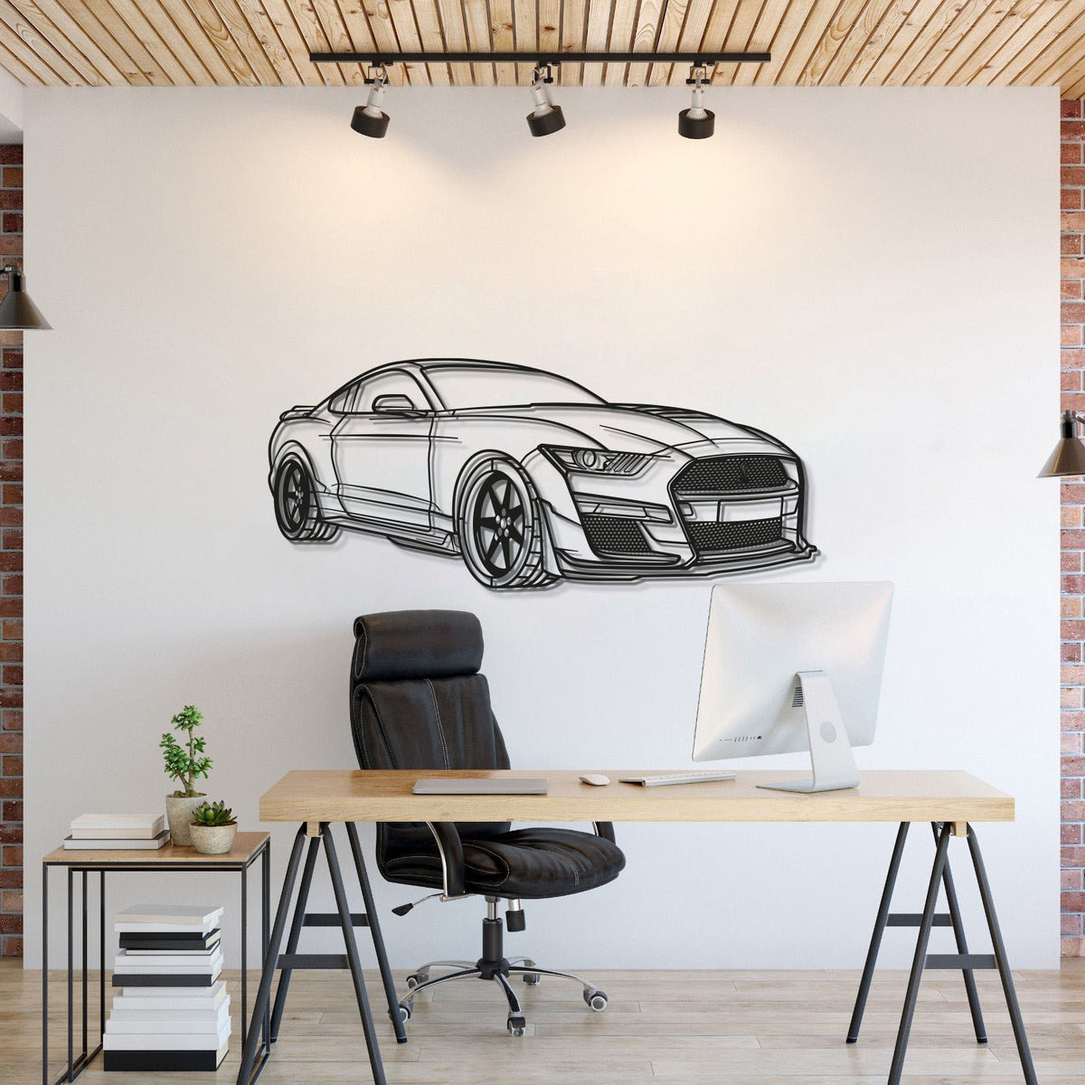 Shelby GT500 perspective metal wall art laser cut steel silhouette