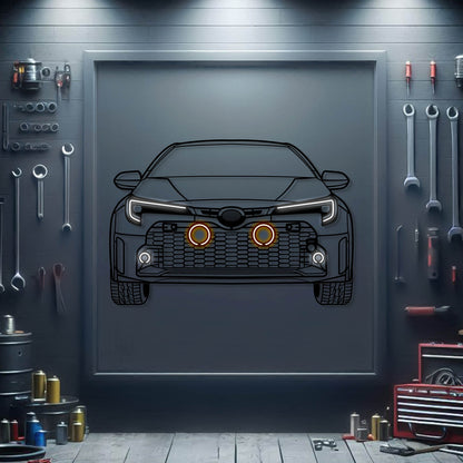 2024 Toyota GR Corolla front view metal neon car wall art – laser-cut steel décor for hot hatch enthusiasts