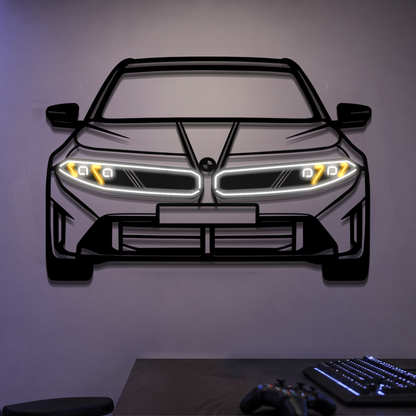 2020 M4 Coupé Competition Vorderansicht Metall Neon Wandkunst – MTN0072