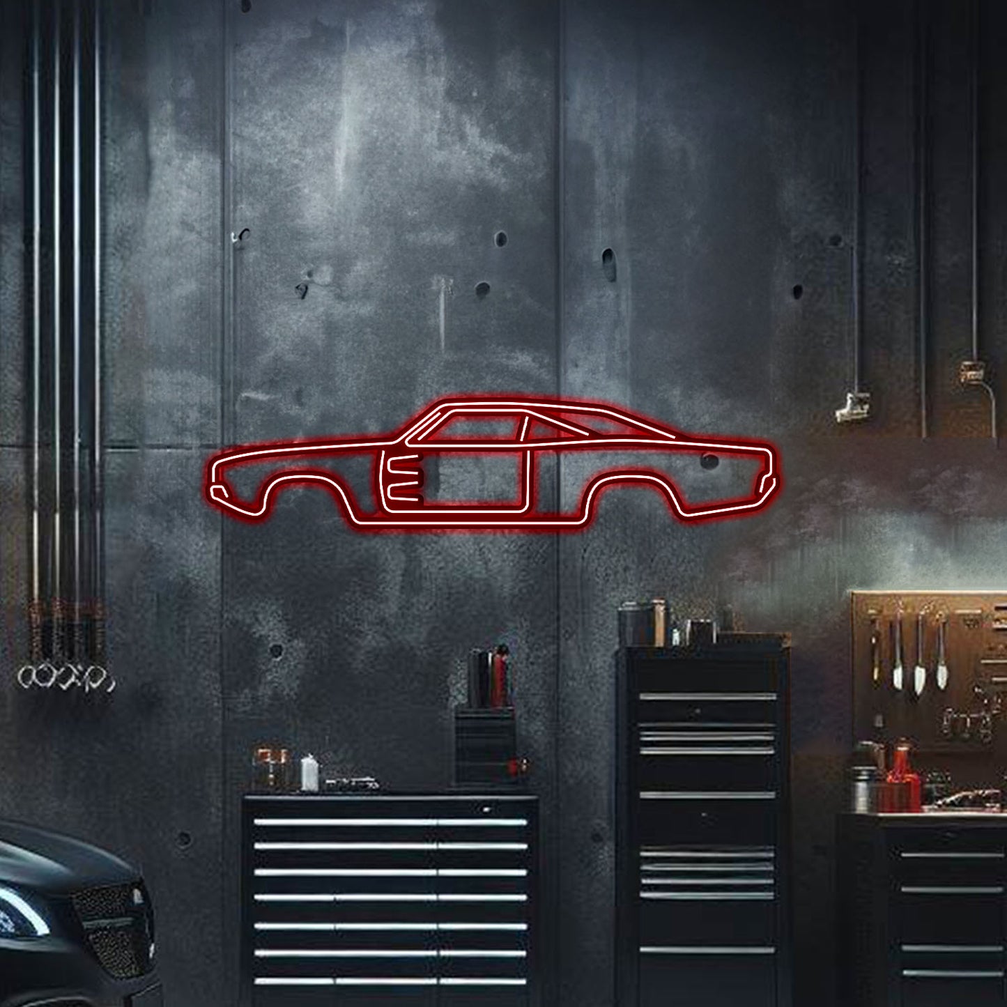 1969 Charger Metal Neon Car Wall Art - MTN0003
