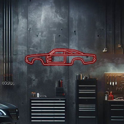 1969 Charger Metal Neon Car Wall Art - MTN0003