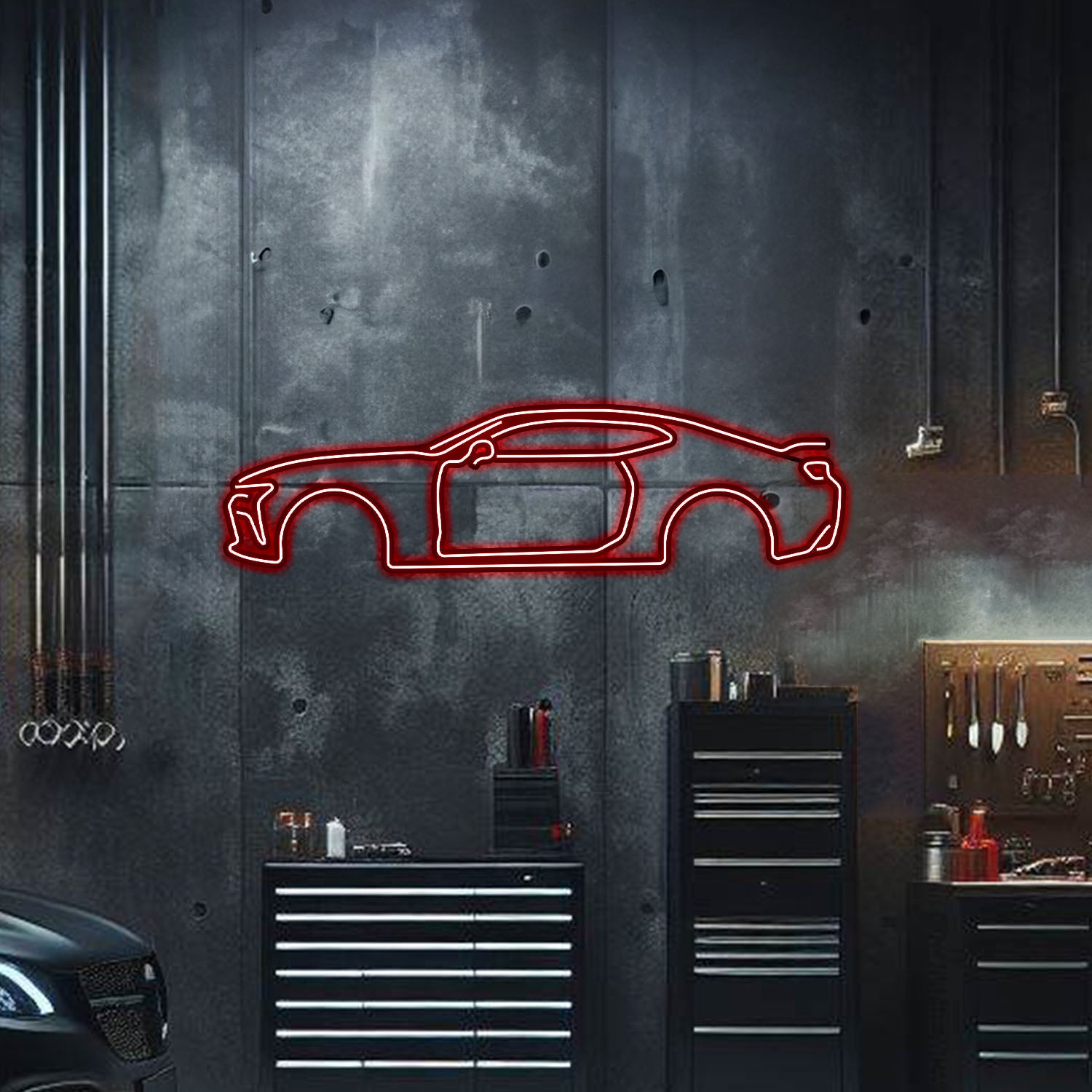 Plug-and-play Camaro SS neon wall art floating 1 cm off wall – sleek motorsport décor for garage or man cave

