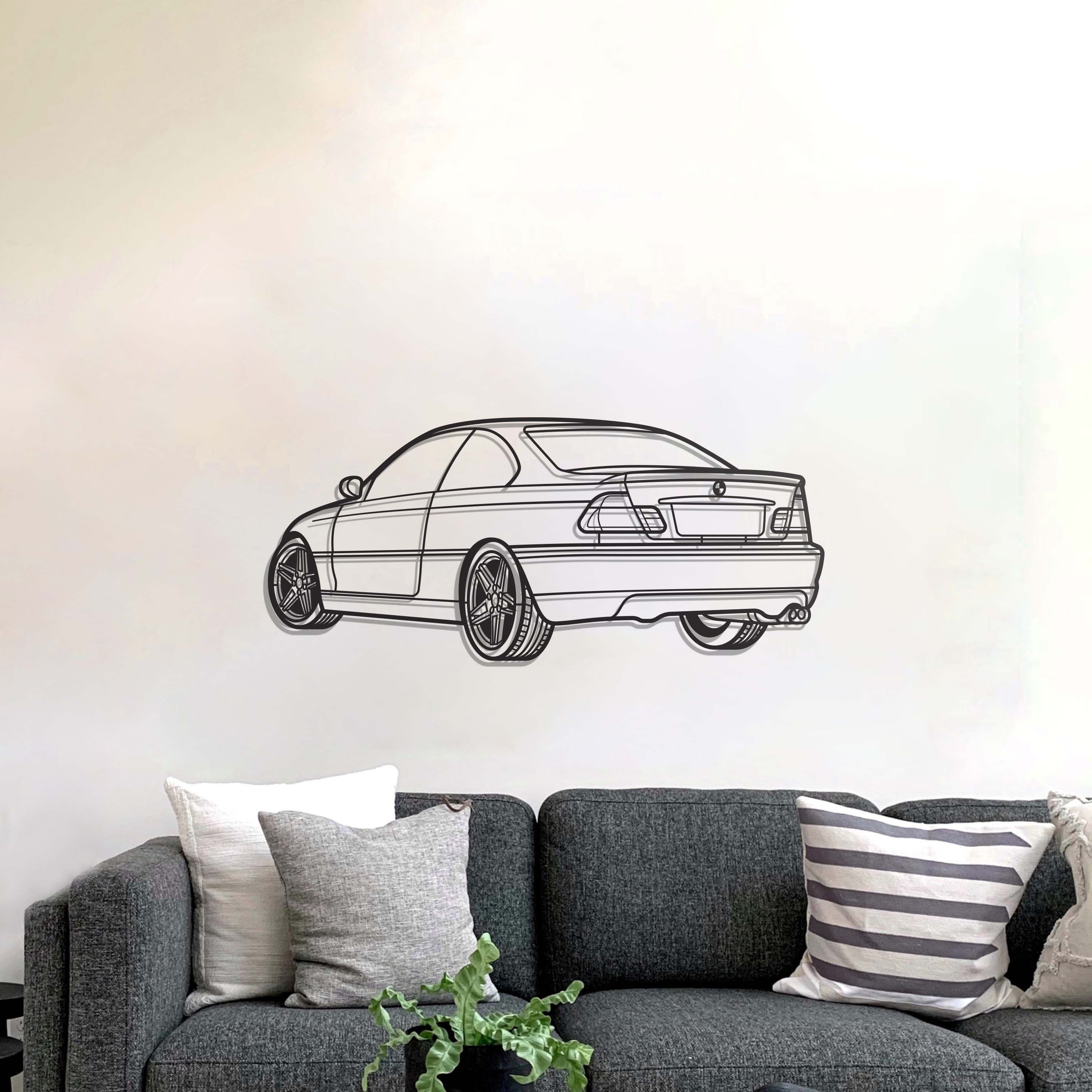 E46 Back View Perspective Metal Car Wall Art - MT1227