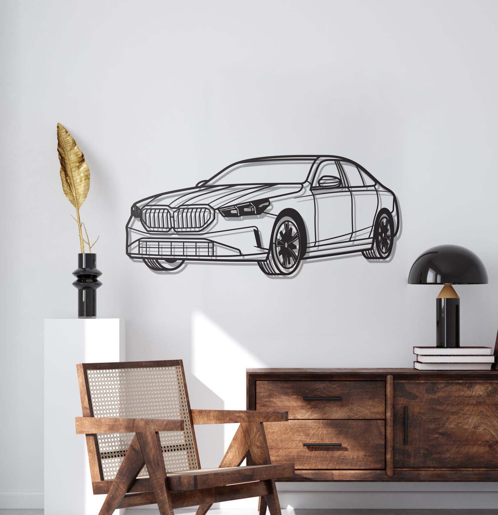 2024 530E Sedan Perspective Metal Car Wall Art - MT1223