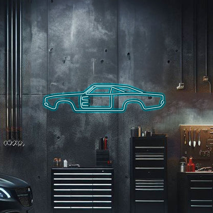 1969 Charger Metal Neon Car Wall Art - MTN0003