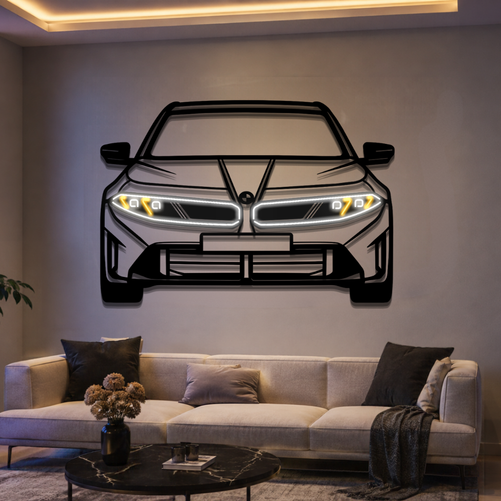 2020 M4 Coupé Competition Vorderansicht Metall Neon Wandkunst – MTN0072