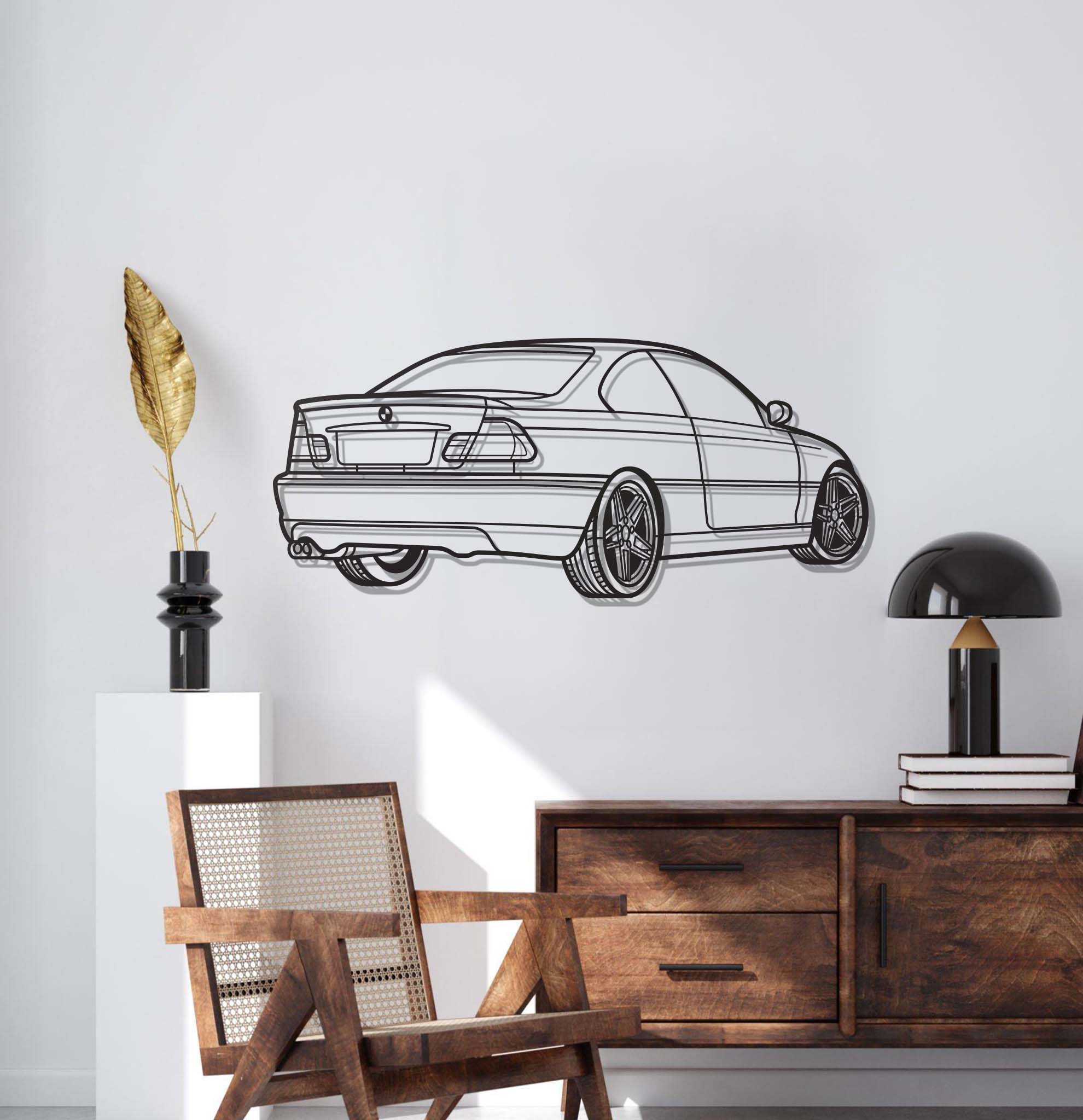 E46 Back View Perspective Metal Car Wall Art - MT1227