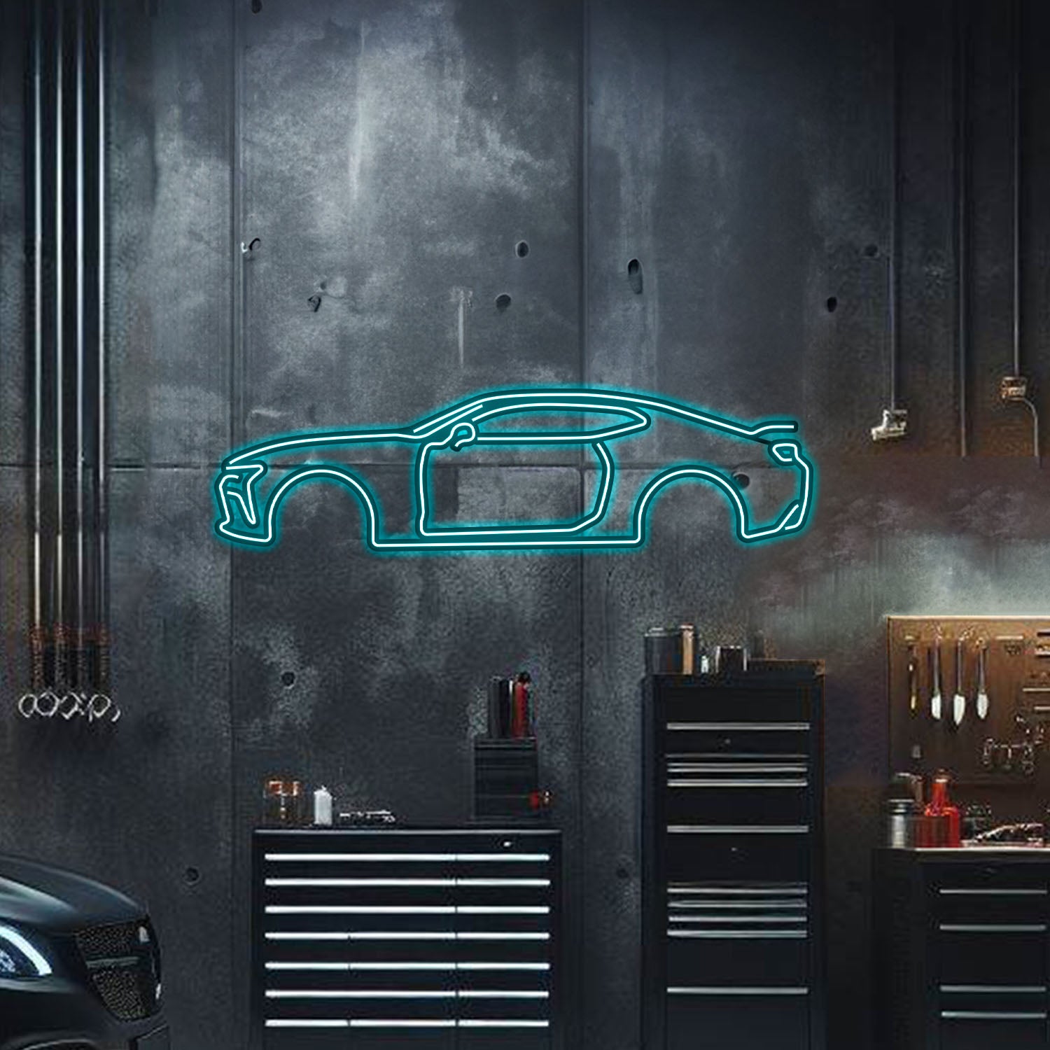 Ready-to-hang Camaro SS neon metal wall art – vibrant accent for home, showroom, office, or living room décor

