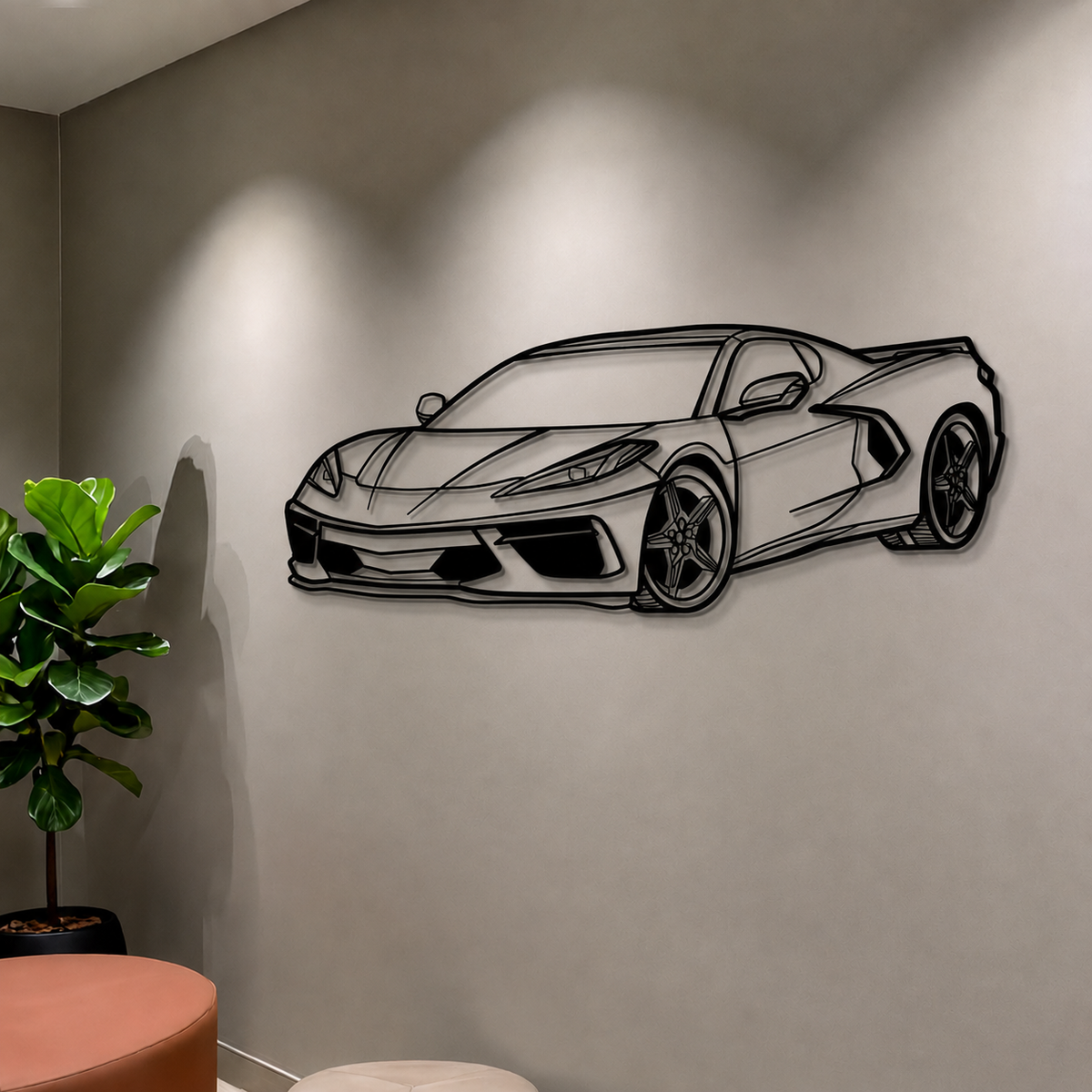 Corvette C8 Perspective Metal Car Wall Art - MT1125