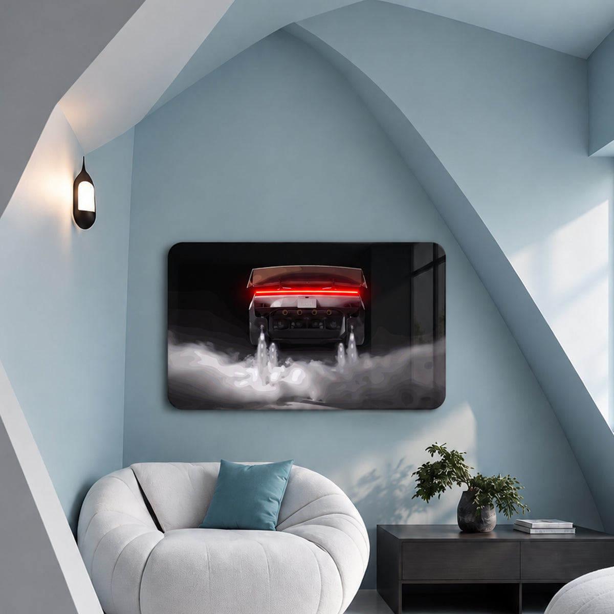 Corvette C8 Perspektive Neon Auto Wandkunst - UV0003