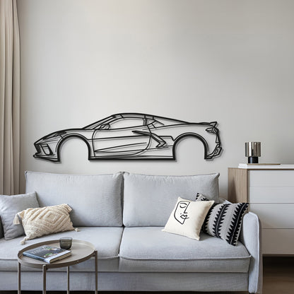 Modern 2023 Chevrolet Corvette C8 Wall Hanging In Textured Black Steel