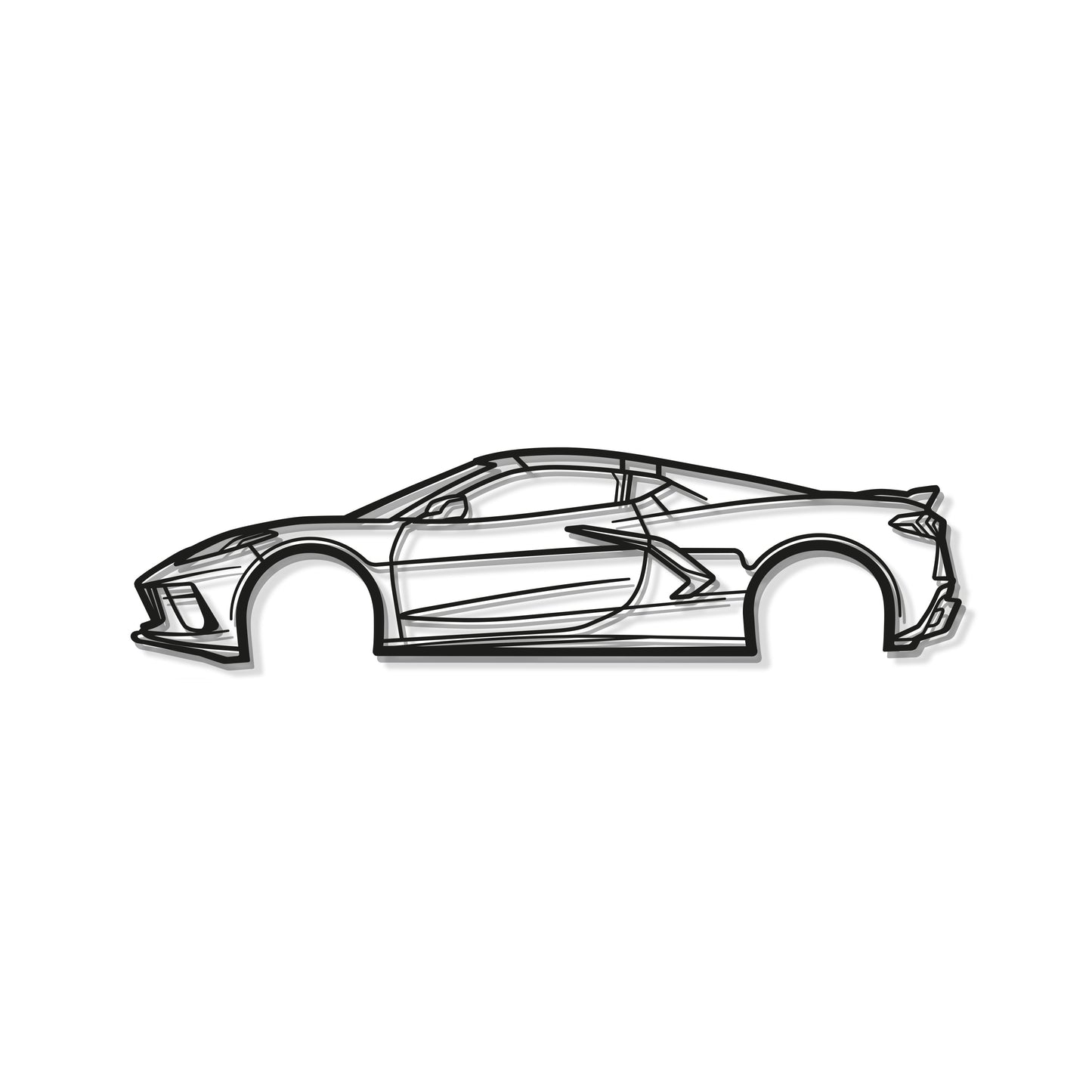 Industrial Style 2023 Chevrolet Corvette C8 Metal Wall Decor Minimalist Silhouette