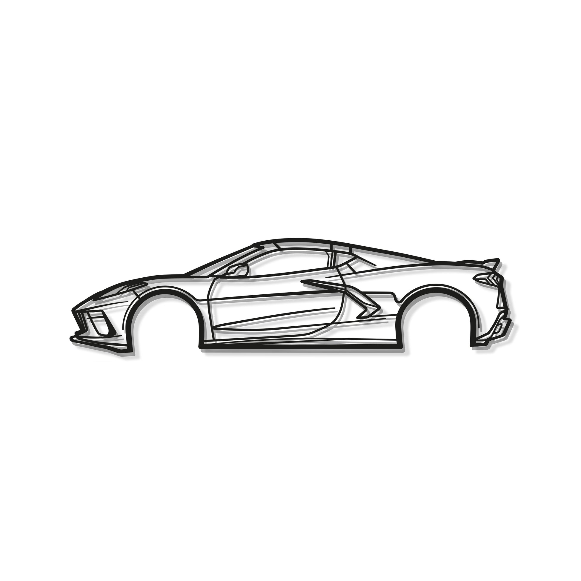 Industrial Style 2023 Chevrolet Corvette C8 Metal Wall Decor Minimalist Silhouette