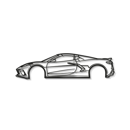 Industrial Style 2023 Chevrolet Corvette C8 Metal Wall Decor Minimalist Silhouette