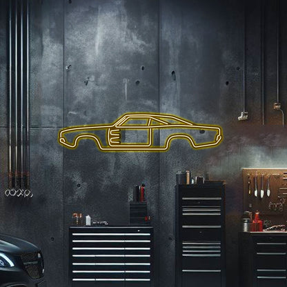 1969 Charger Metal Neon Car Wall Art - MTN0003
