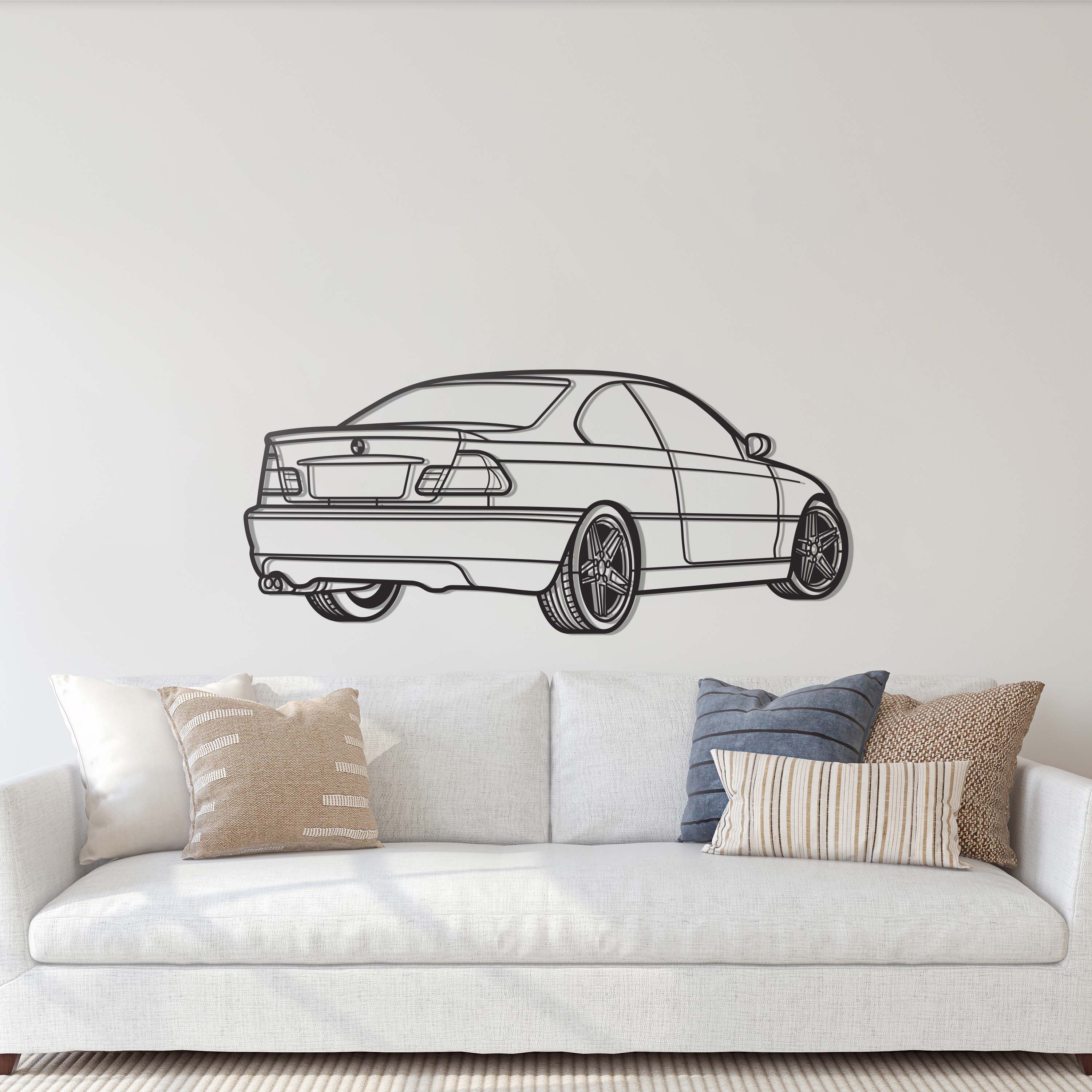 E46 Back View Perspective Metal Car Wall Art - MT1227