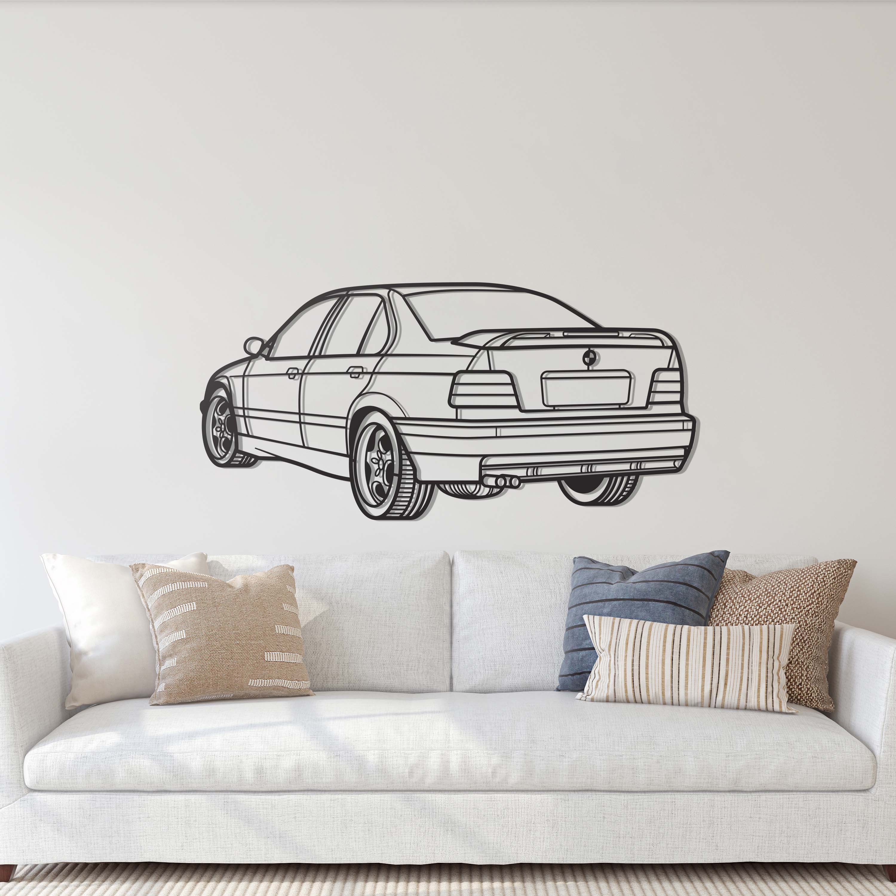 E36 M3 Back View Perspective Metal Car Wall Art - MT1226