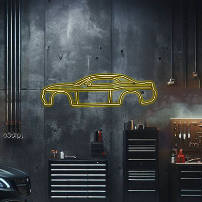Challenger Metal Neon Car Wall Art - MTN0023