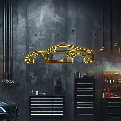 Custom 911 Turbo S neon car art – powder-coated matte finish with power adapter included, ideal gift for car enthusiasts