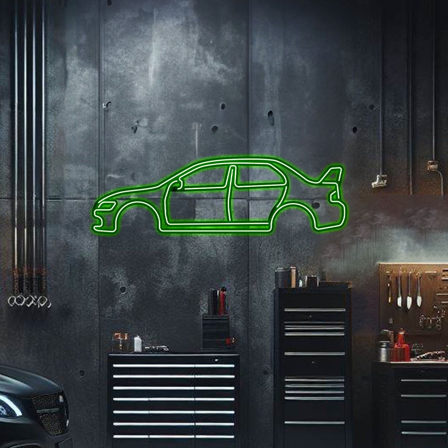 Custom Lancer Evo IX neon car art – powder‑coated matte finish with included power adapter, ideal gift for car enthusiasts