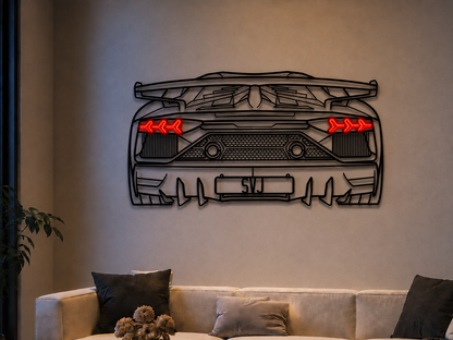 Aventador SVJ Back View Metal Neon Car Wall Art - MTN0262