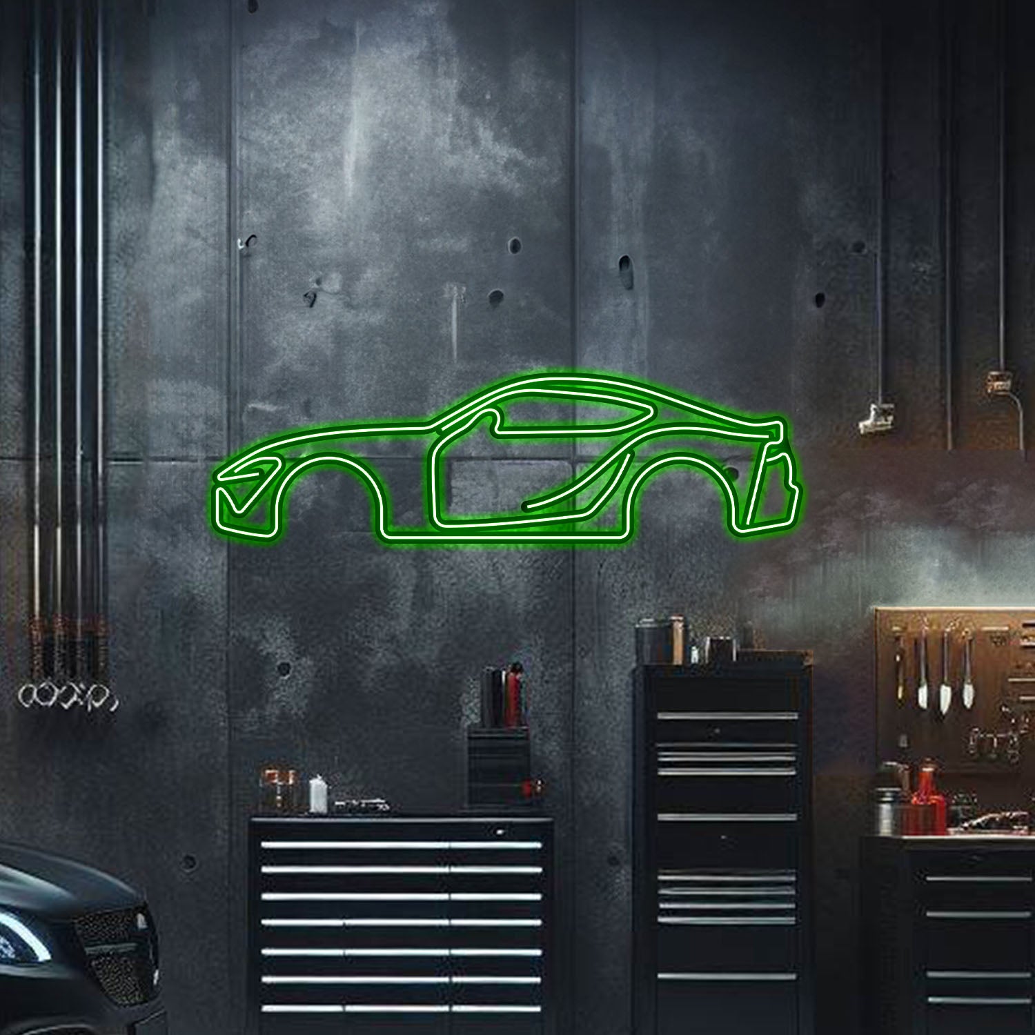 Powder‑coated Supra MK5 silhouette with matte finish and 3D elevation – motorsport inspired wall decor