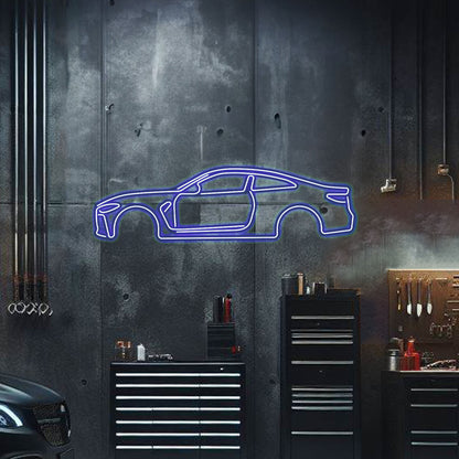 Ready-to-hang BMW M4 neon metal wall art – vibrant accent piece for home, showroom, or office décor