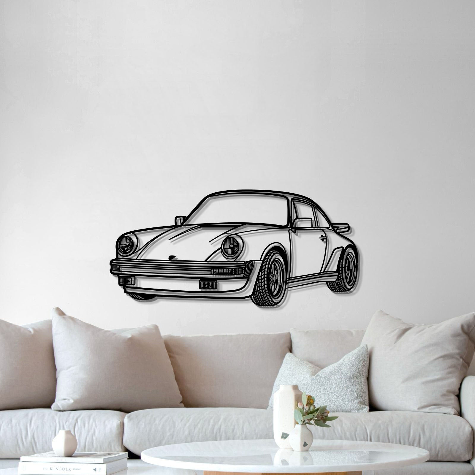 Perspective view of 2010 911 930 metal wall art minimalist design