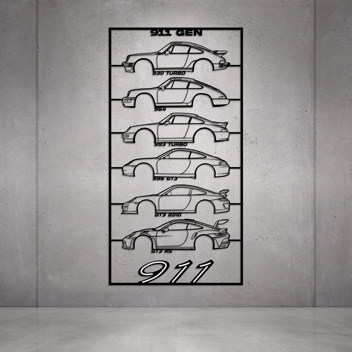 911 Gen's Metal Neon Car Wall Art - MTN0272