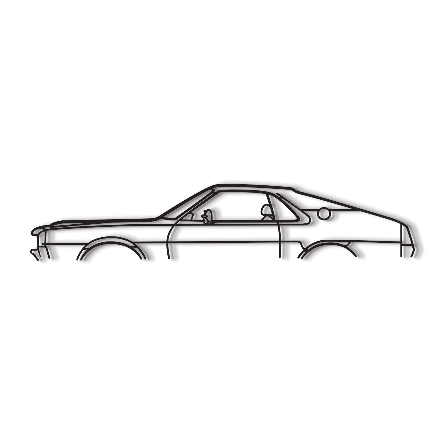 Design enthusiasts will admire how the 1970 AMC AMX is transformed into modern metal wall art