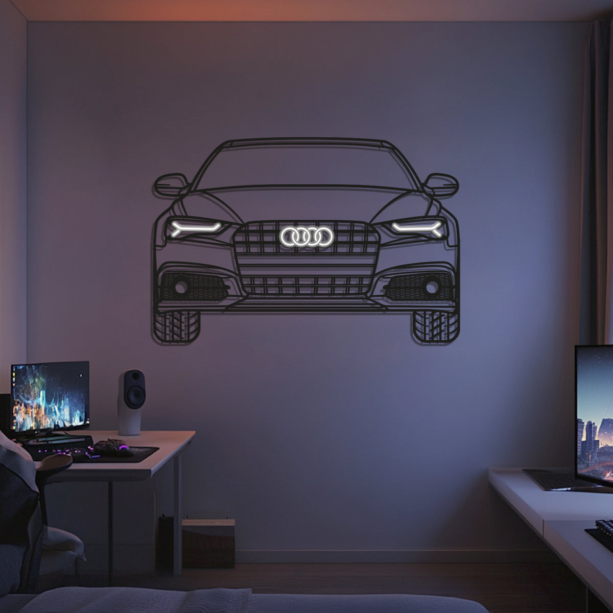 S6 Frontansicht Metall Neon Auto Wandkunst - MTN0267