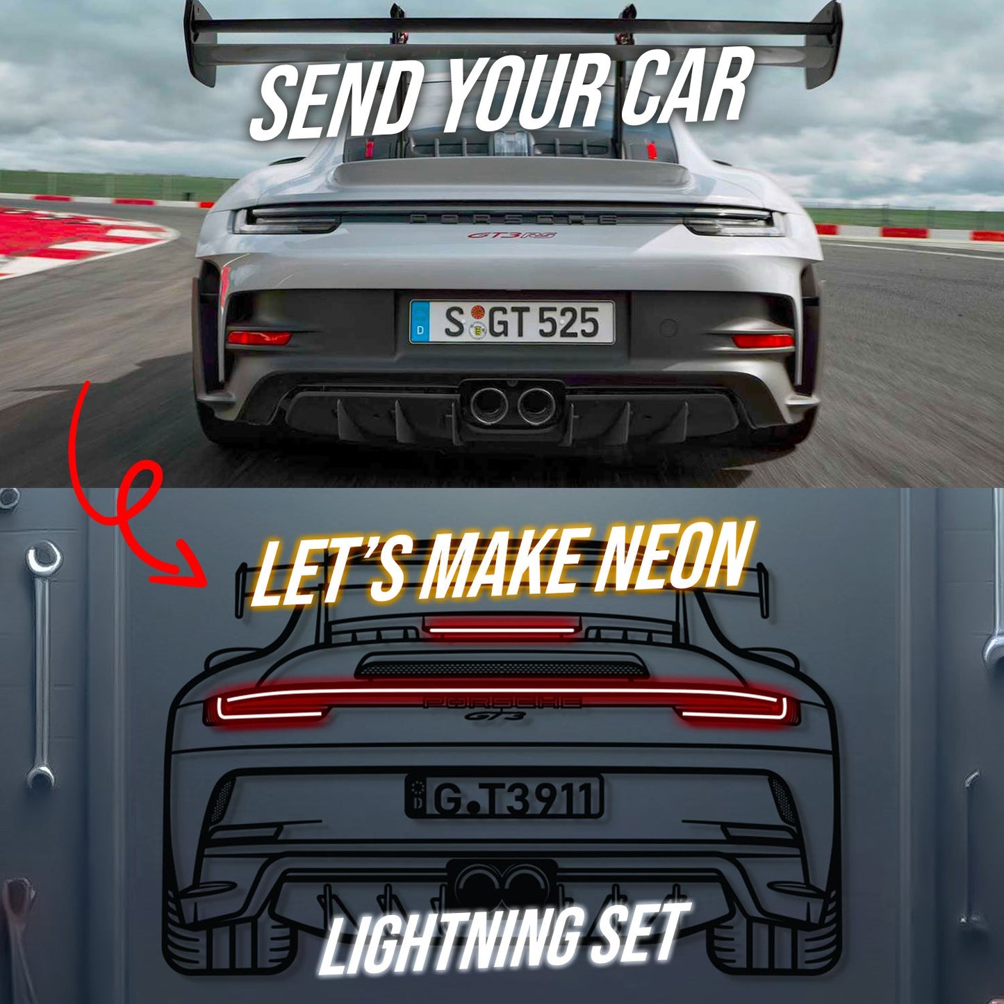 Ihr personalisiertes Metall-Neon-Wandbild für Autos - MTN0112