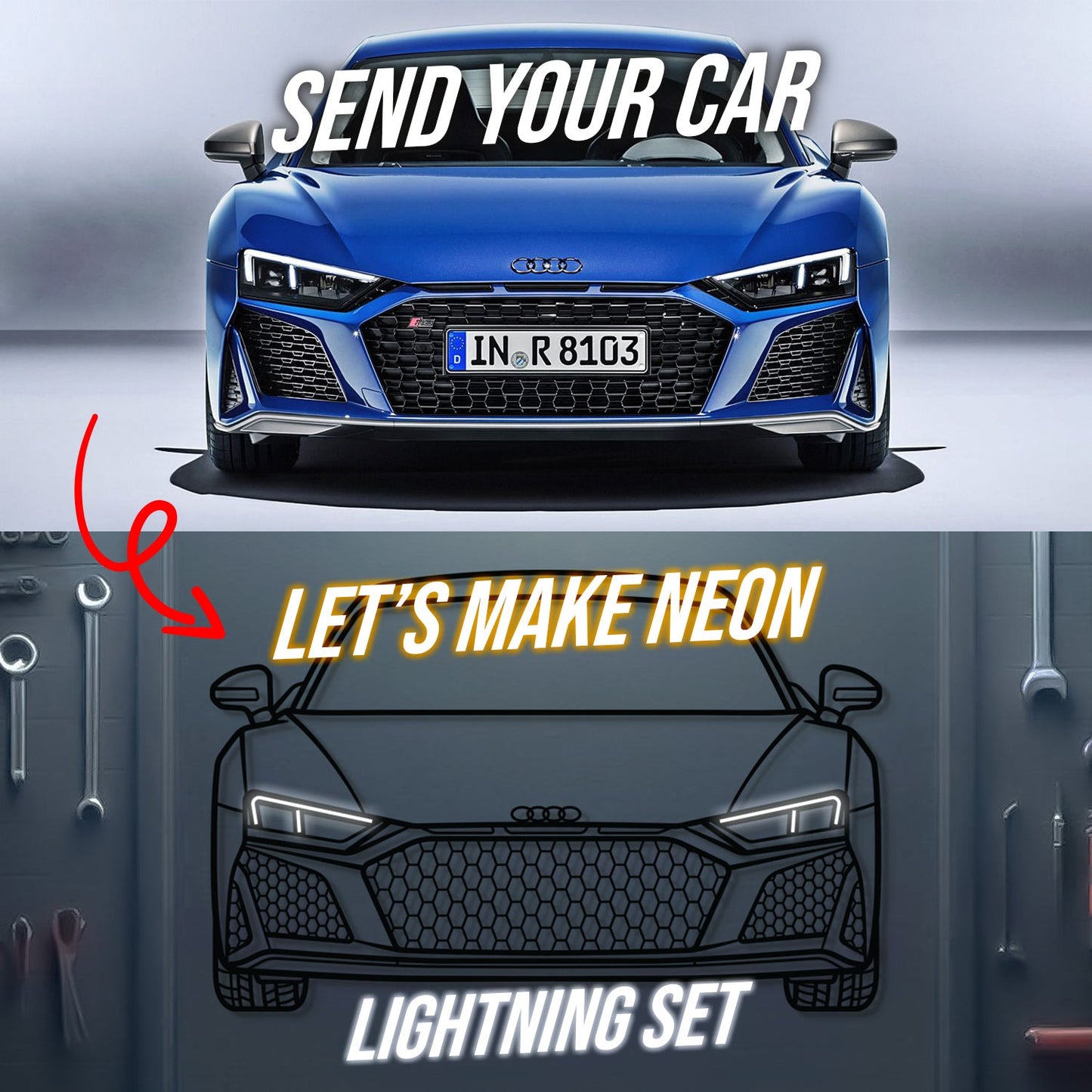 Ihr personalisiertes Metall-Neon-Wandbild für Autos - MTN0112