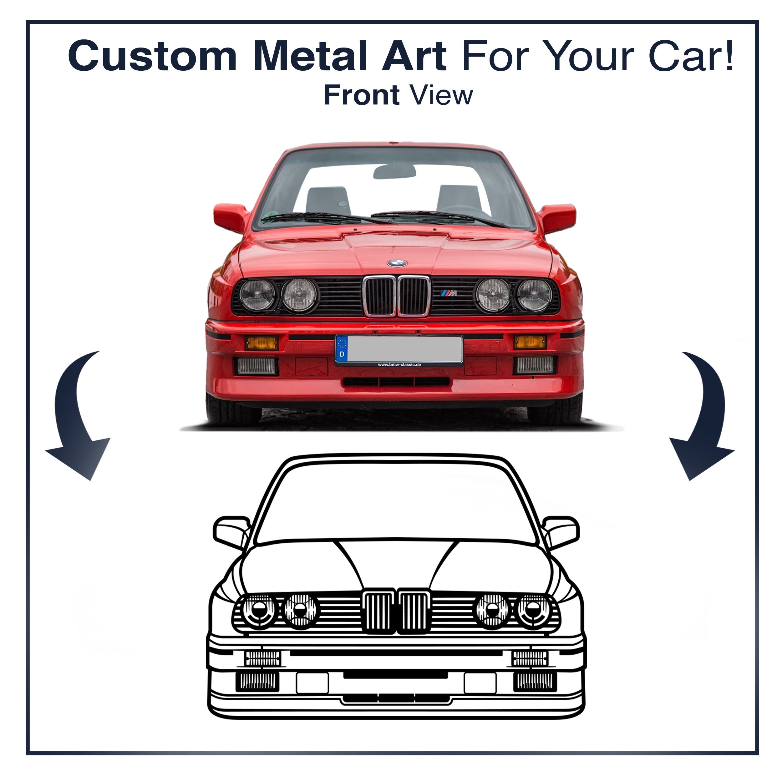 Your Personalized Car Front View Metal Wall Art - MT1380