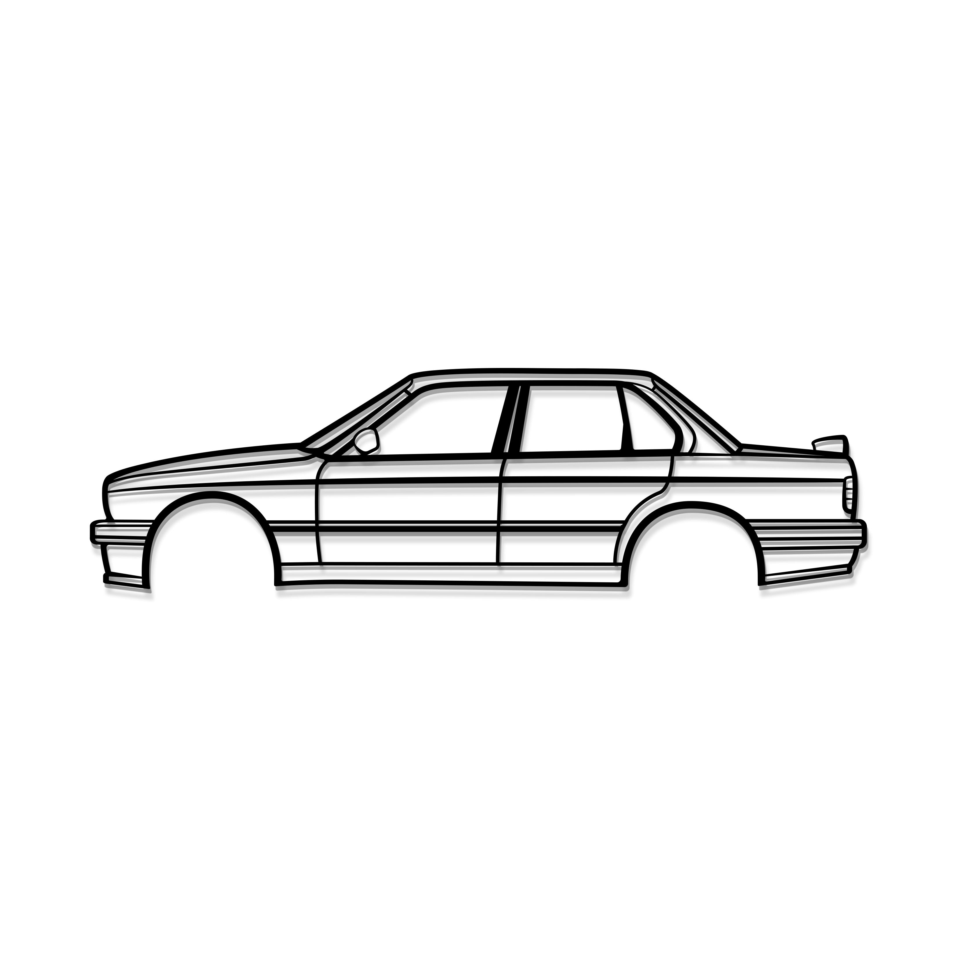 E30 M Tech II Sedan Metal Car Wall Art - MT0934