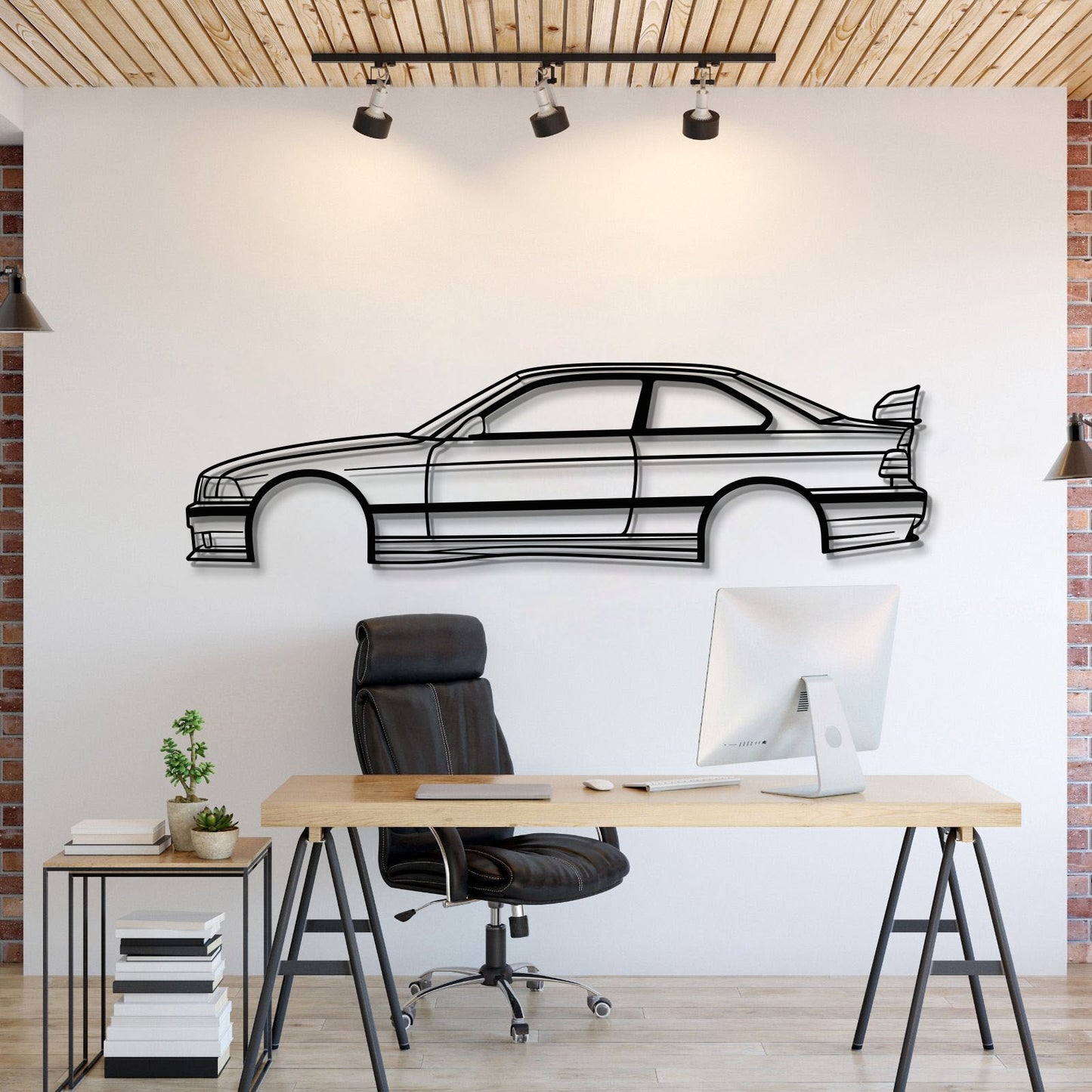 BMW E36 M3 Classic Coupe Metal Wall Art Silhouette Design