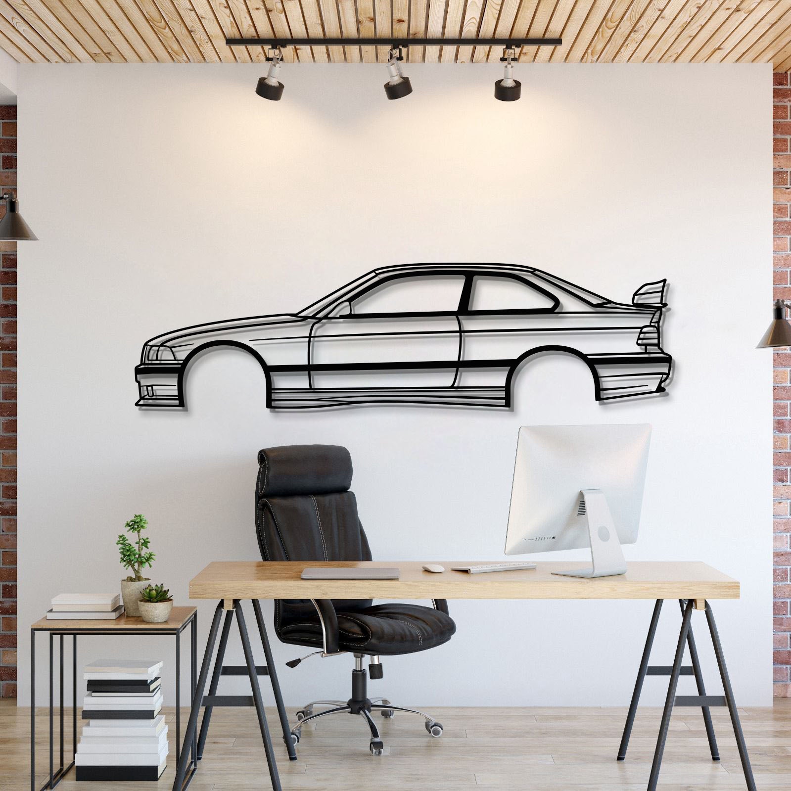 BMW E36 M3 Classic Coupe Metal Wall Art Silhouette Design