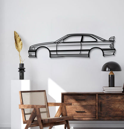 BMW E36 M3 Laser-Cut Steel Wall Art Profile View