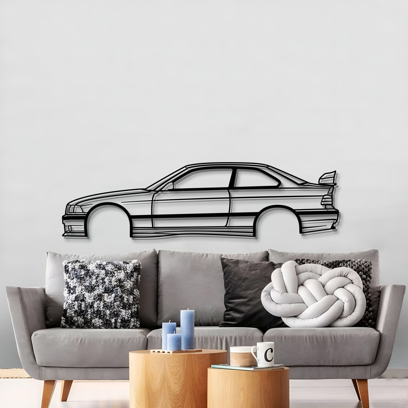 E36 M3 Iconic Coupe Stainless Metal Wall Art Decoration