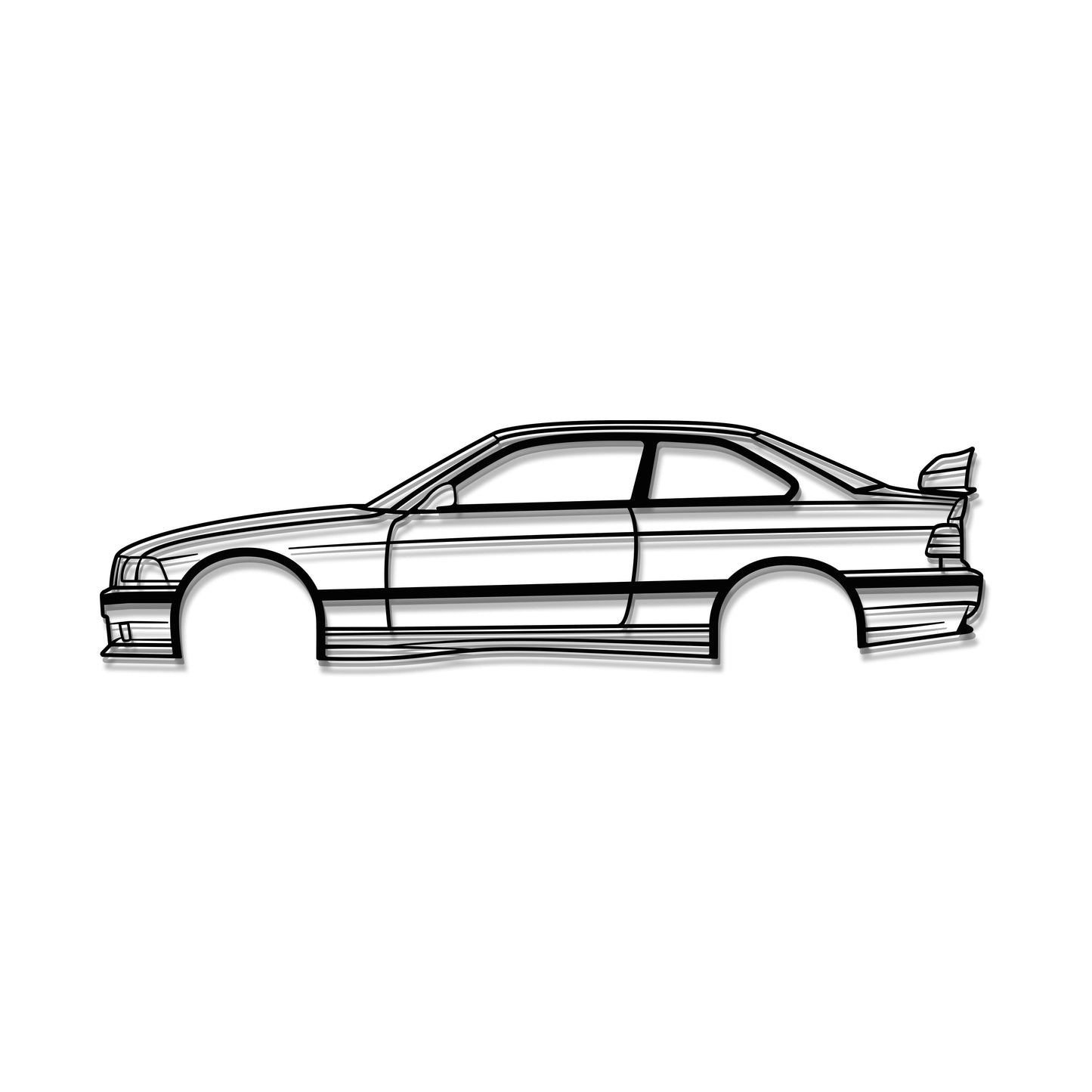 E36 M3 Side Profile Metal Wall Art For Car Enthusiasts