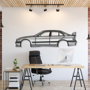 BMW E36 M3 Sedan With Spoiler Metal Car Wall Art Silhouette